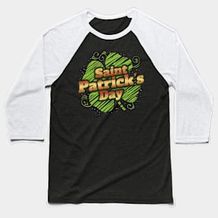 Stylized Four Leaf Clover Shamrock For St Patricks Day Baseball T-Shirt